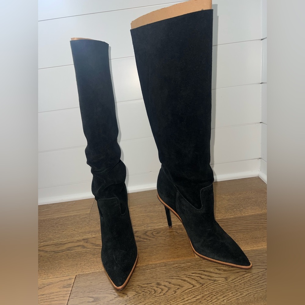 SCHUTZ Cristen Suede high Heel Pointed Tall Boot